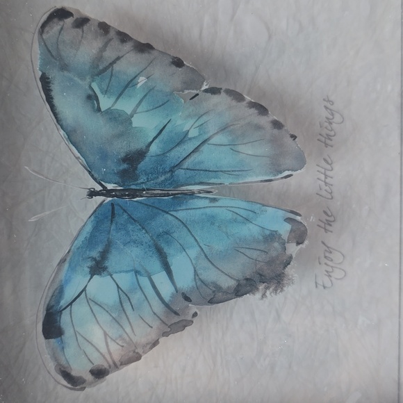 Framed Blue Butterfly Shadow Box - inspirational quote ENJOY THE LITTLE THINGS - Picture 3 of 11